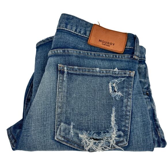 Moussy Vintage Jeans Womens 28 (32x28 ACTUAL) Howa Japan Distressed Blue Denim - Picture 1 of 9